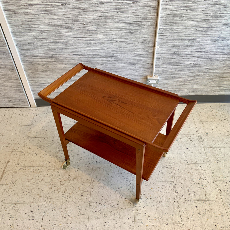 Danish Modern Teak Rolling Cart With Removable Serving Tray By Soborg