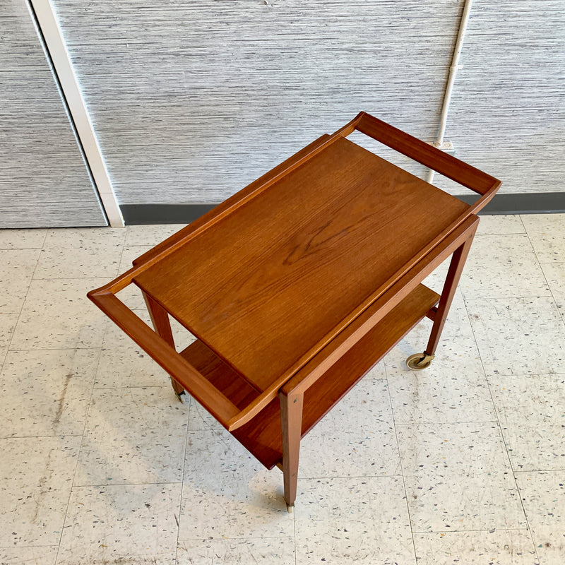 Danish Modern Teak Rolling Cart With Removable Serving Tray By Soborg