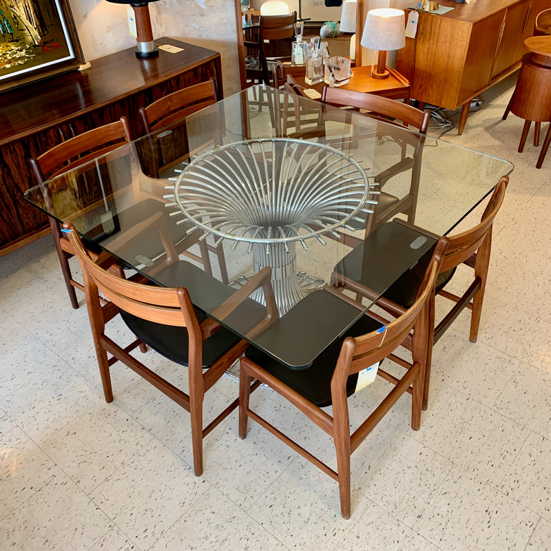 Generous Mid-Century Modernist Glass And Chrome Dining Table