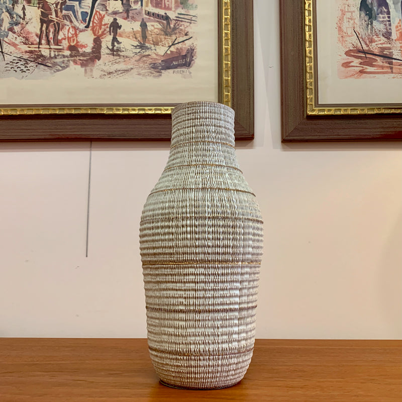 Glazed White And Gold Ceramic Vase By Aldo Londi For Bitossi