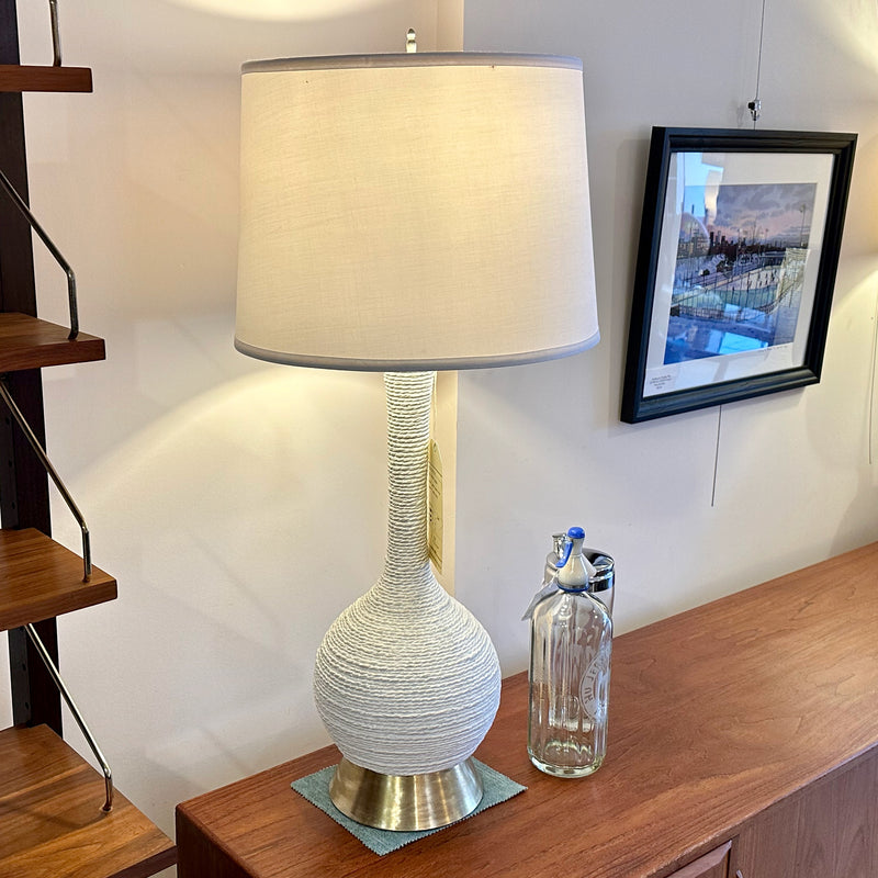 Large Mid-Century Ceramic And Brass Table Lamps