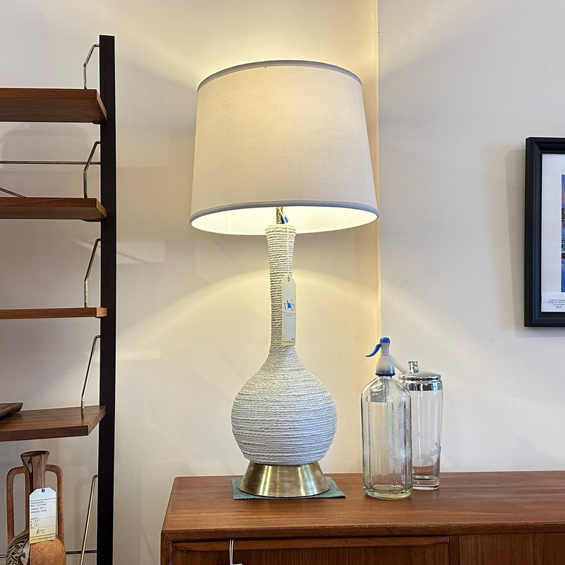 Large Mid-Century Ceramic And Brass Table Lamps