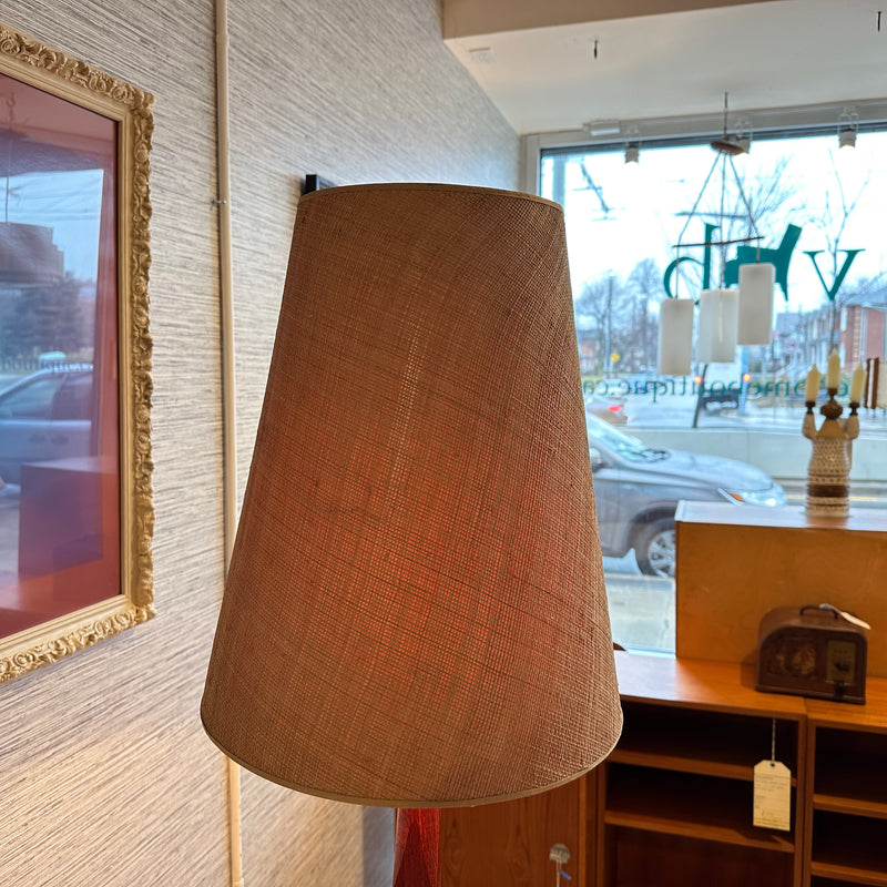 Mid-Century Modern Solid Teak Table Lamp With Original Cone Shade