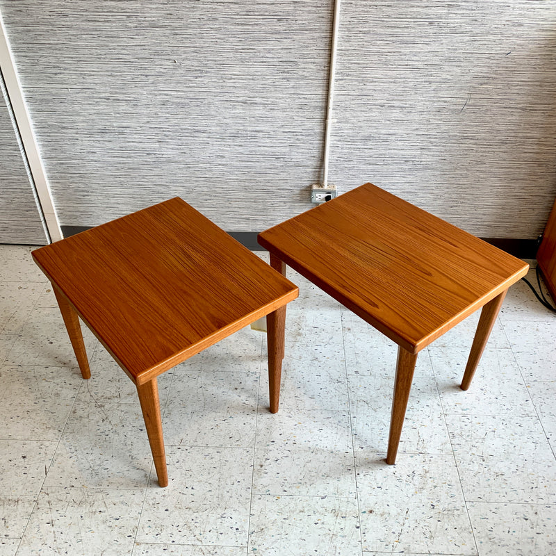 Mid-Century Modern Teak Side Tables With Angular Legs