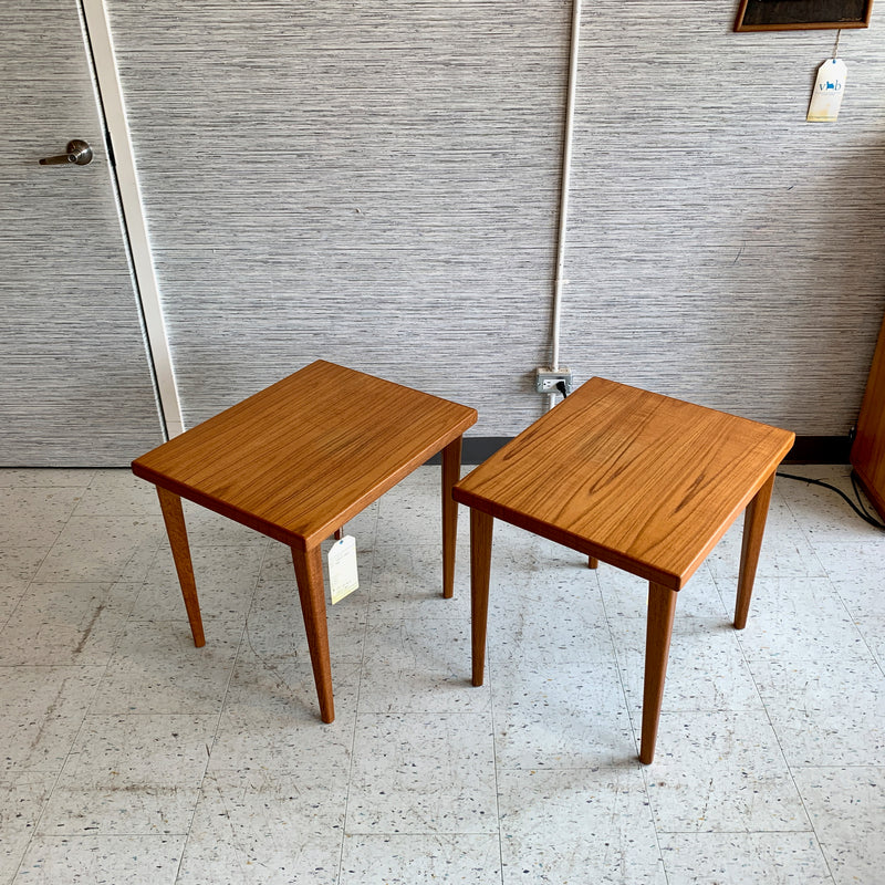 Mid-Century Modern Teak Side Tables With Angular Legs