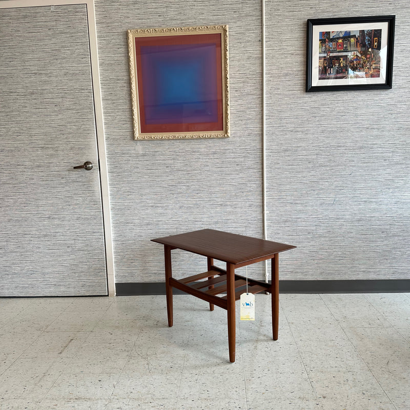Mid-Century Side Table With Shelf In Solid African Teak By Imperial