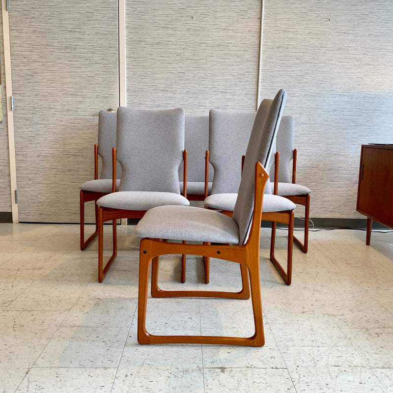 Mid-Century Solid Teak High Back Dining Chairs by Vamdrup Stolefabrik